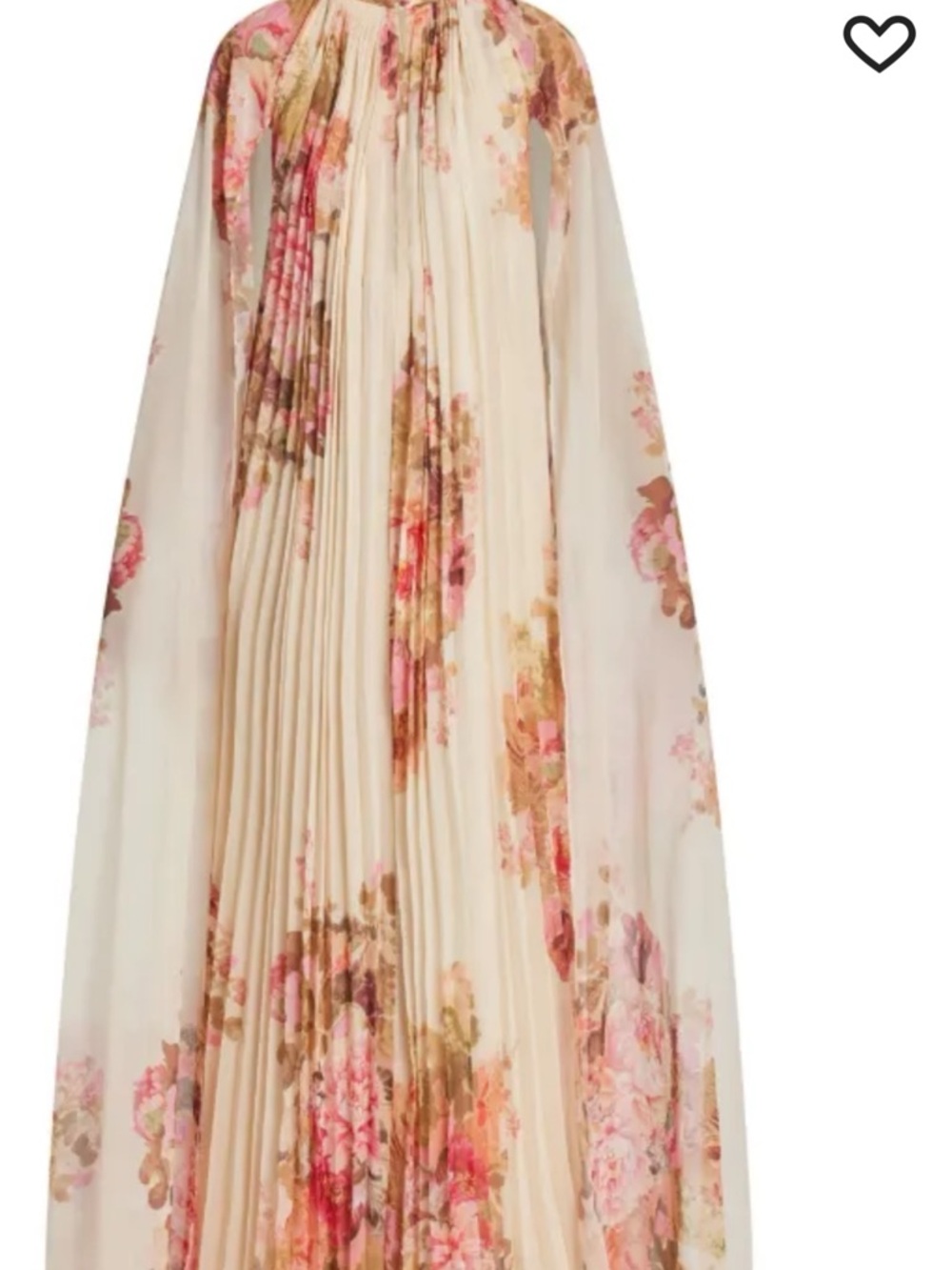 Floral Pleated Maxi Dress in Cream and Pink